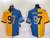 Men's Detroit Lions #97 Aidan Hutchinson Yellow Blue Split Vapor Limited Stitched Jersey Dzhi,baseball caps,new era cap wholesale,wholesale hats